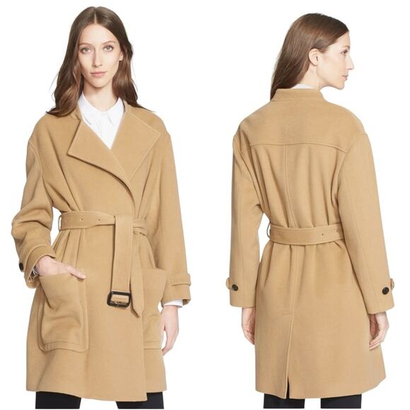 BURBERRY Heronsby Wool & Cashmere Patch Pocket Wrap Coat - Picture 2 of 14